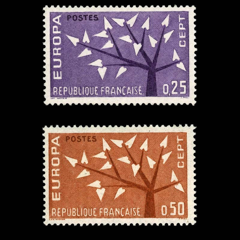 1358/1359 N°-yvert Poste 1962