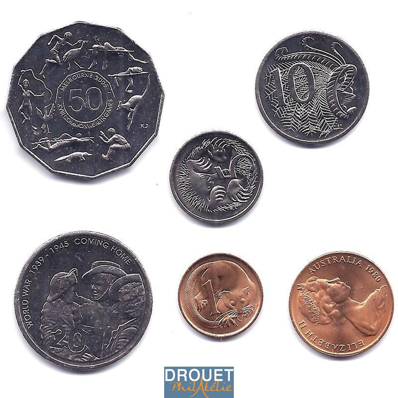 6 Pièces De Monnaie Différentes