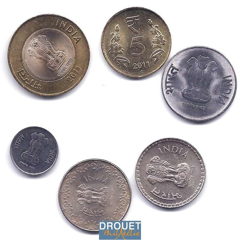 6 Pièces De Monnaie Différentes