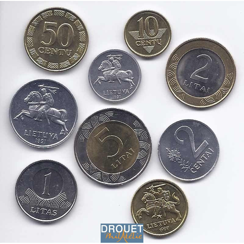 9 Pièces De Monnaie Différentes