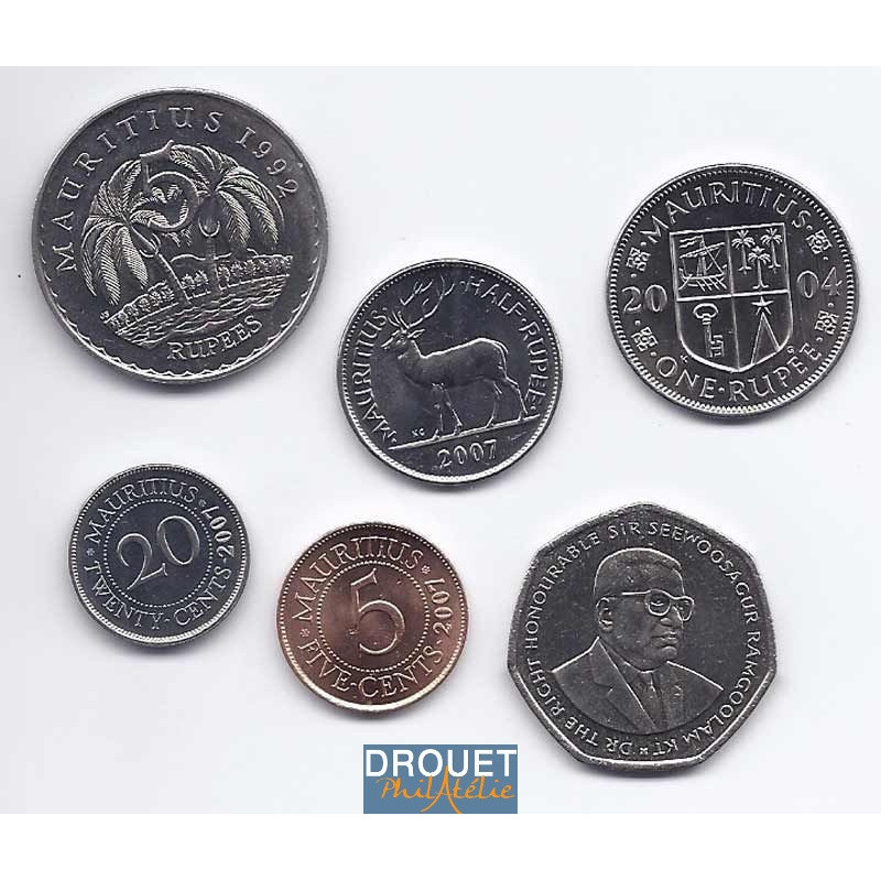 6 Pièces De Monnaie Différentes