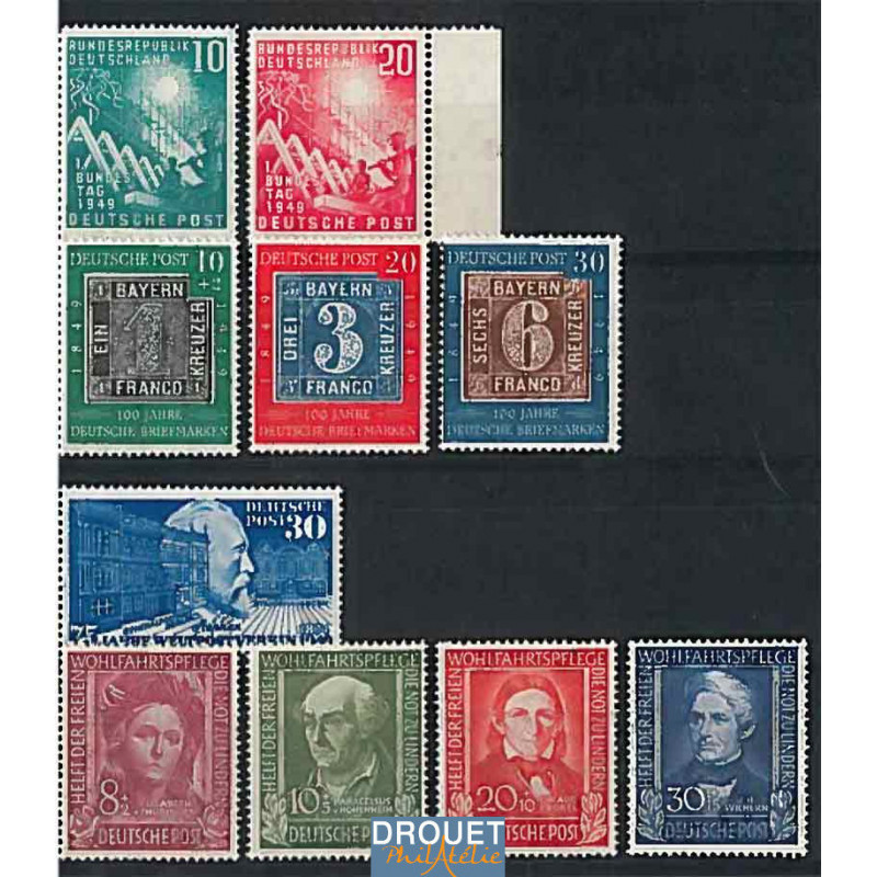 1949 Allemagne Année Complète Timbres Neufs
