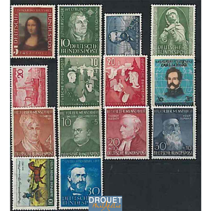 1952 Allemagne Année Complète Timbres Neufs