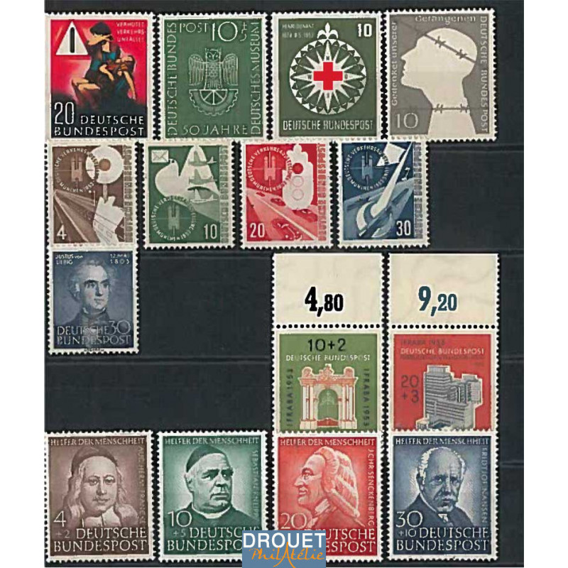 1953 Allemagne Année Complète Timbres Neufs