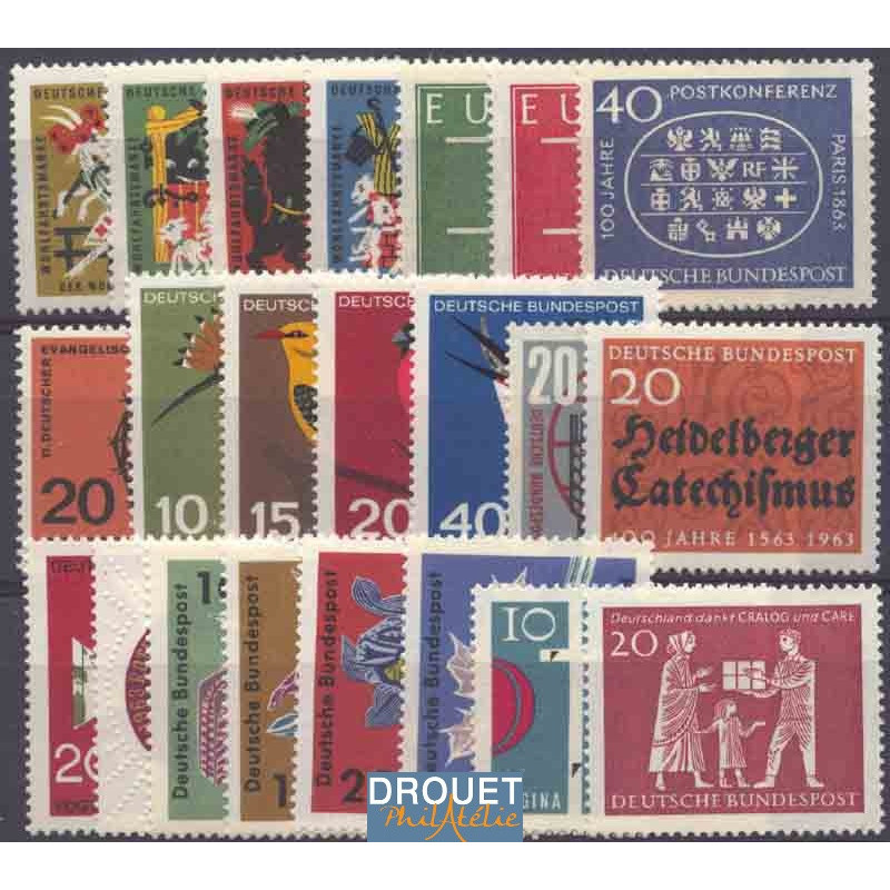 1963 Allemagne Année Complète Timbres Neufs