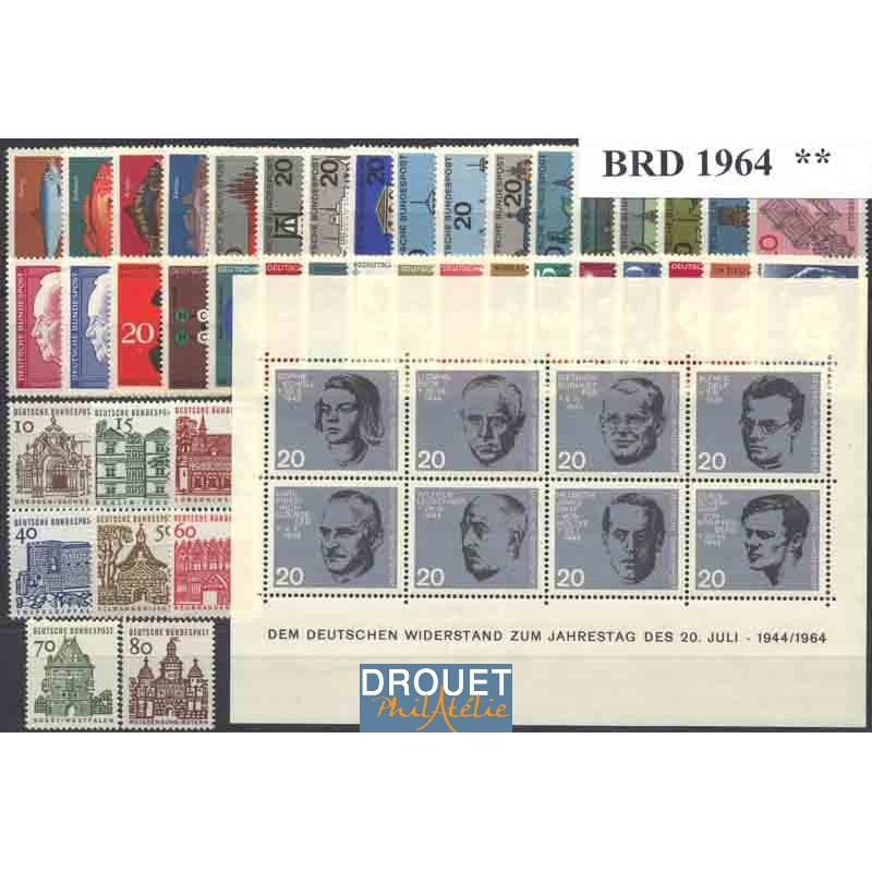 1964 Allemagne Année Complète Timbres Neufs