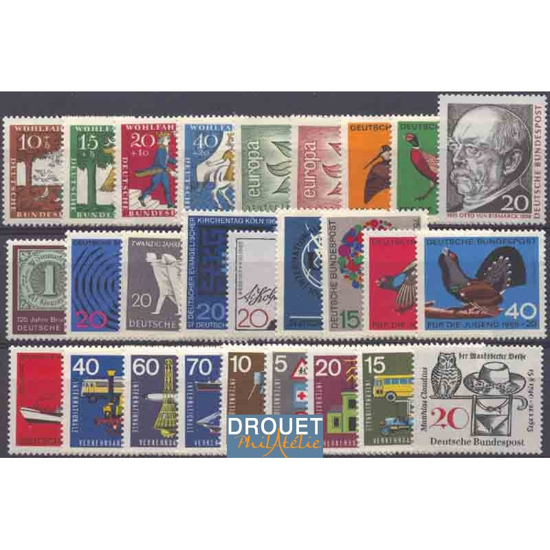 1965 Allemagne Année Complète Timbres Neufs