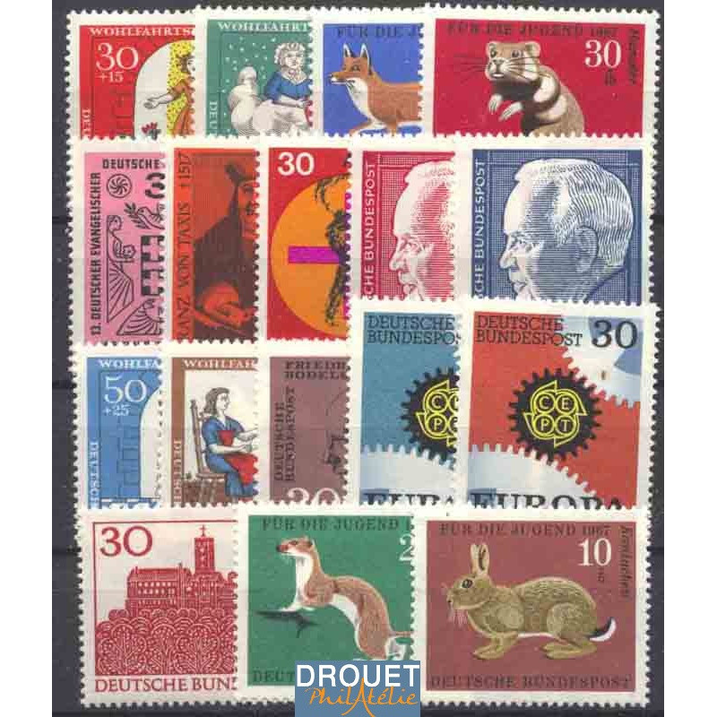 1967 Allemagne Année Complète Timbres Neufs