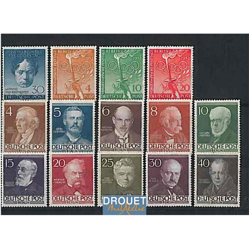 1952 Allemagne Berlin Année Complète Timbres Neufs