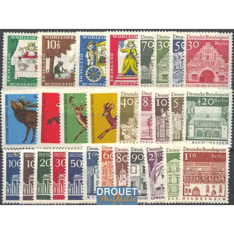 1966 Allemagne Berlin Année Complète Timbres Neufs