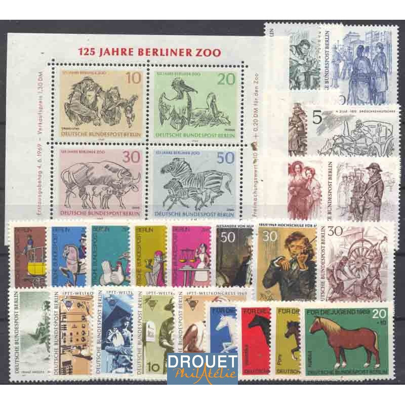 1969 Allemagne Berlin Année Complète Timbres Neufs
