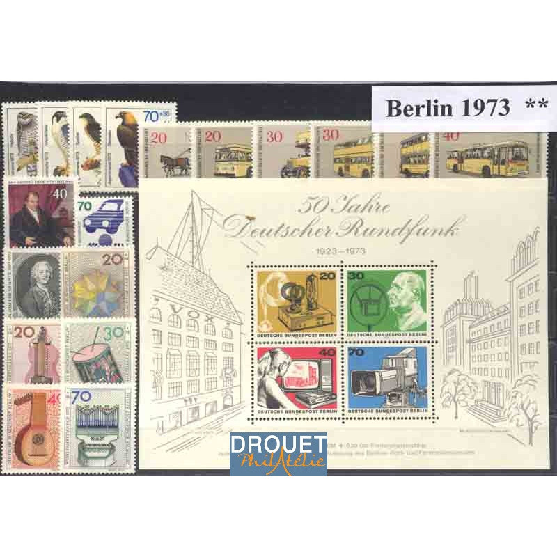 1973 Allemagne Berlin Année Complète Timbres Neufs