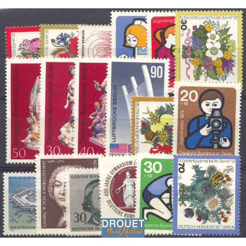 1974 Allemagne Berlin Année Complète Timbres Neufs
