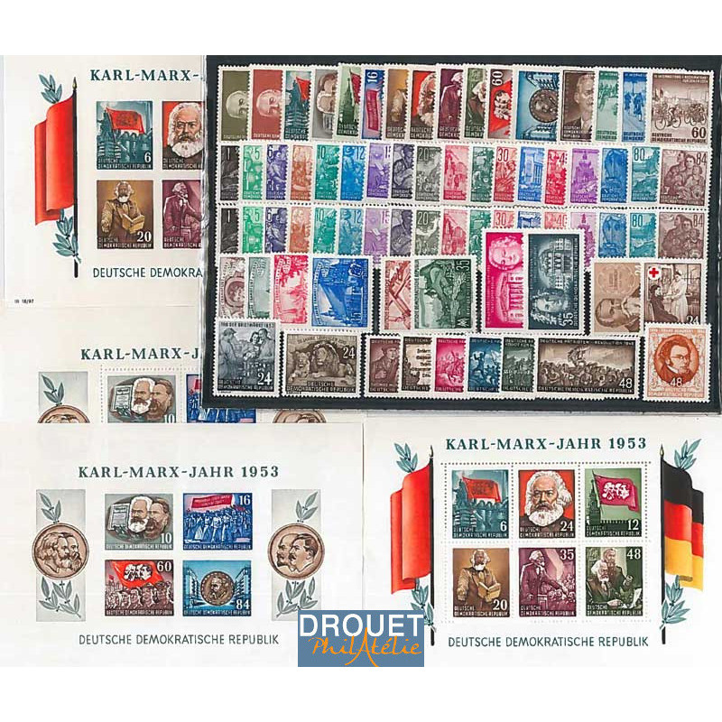 1953 Allemagne Est Année Complète Timbres Neufs