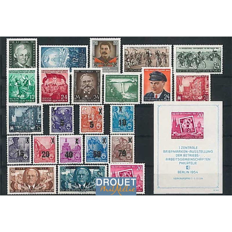 1954 Allemagne Est Année Complète Timbres Neufs