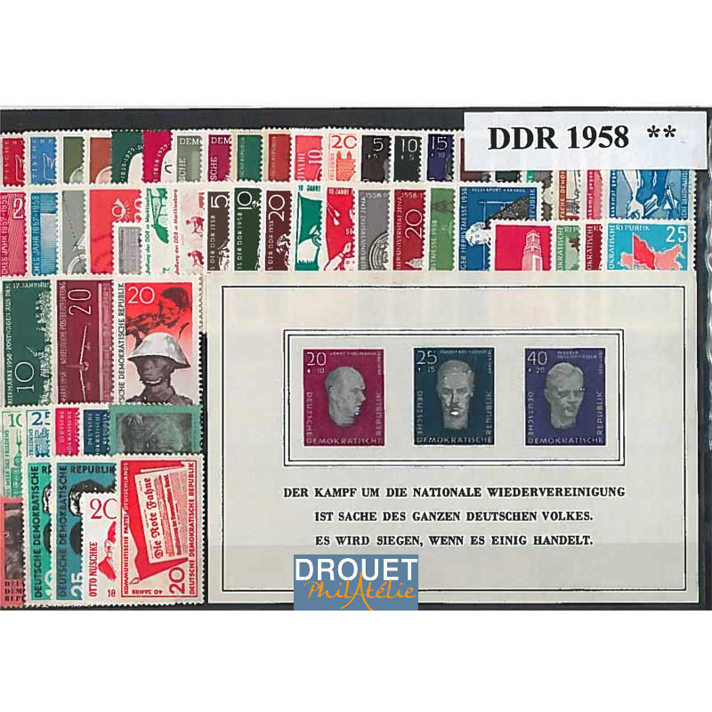 1958 Allemagne Est Année Complète Timbres Neufs