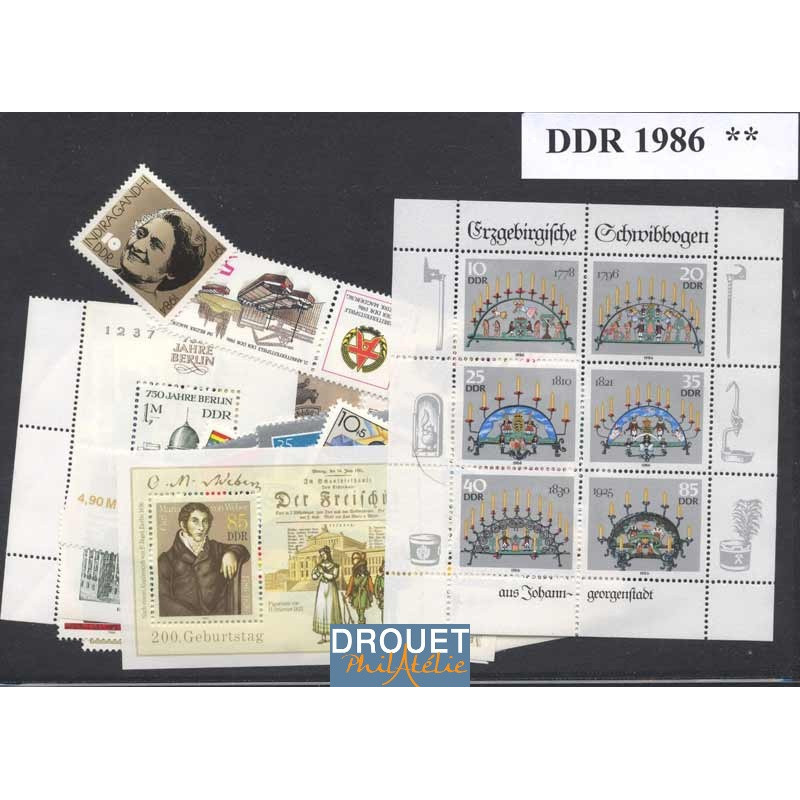 1986 Allemagne Est Année Complète Timbres Neufs