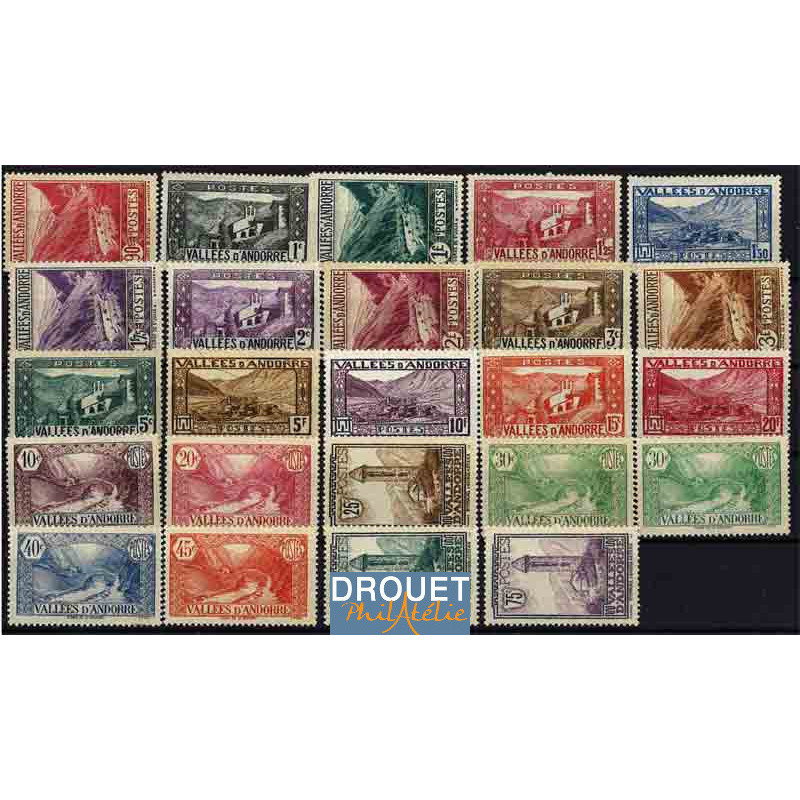 1932 à 1933 Andorre Français Année Complète Timbres Neufs