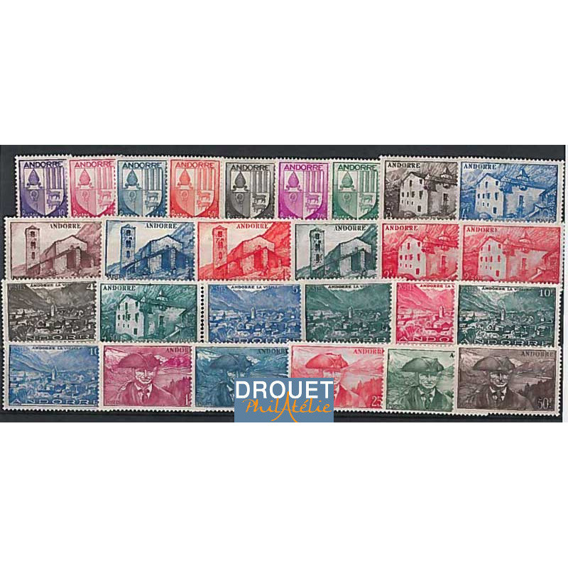 1944 à 1946 Andorre Français Année Complète Timbres Neufs