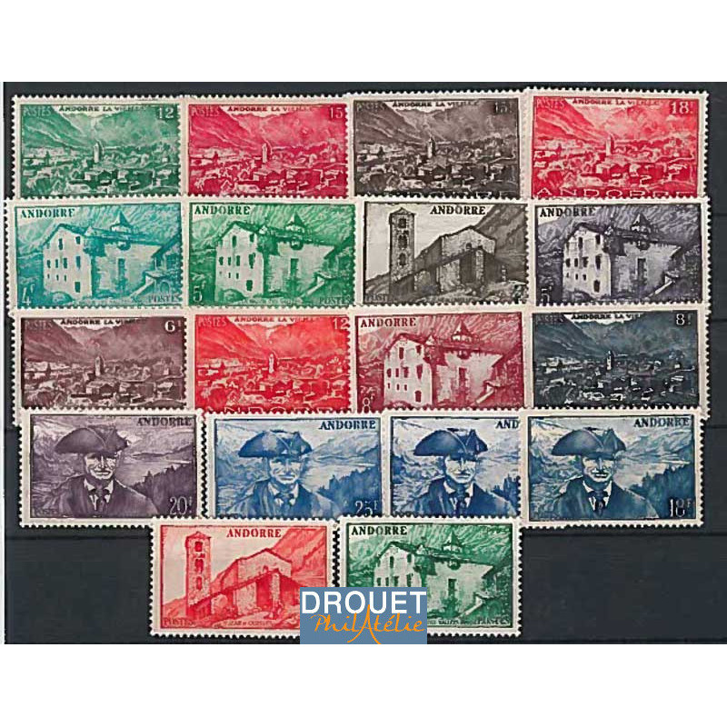 1948 à 1951 Andorre Français Année Complète Timbres Neufs