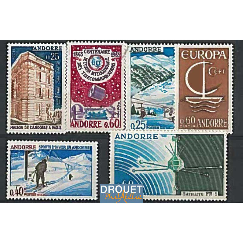 1965 à 1966 Andorre Français Année Complète Timbres Neufs