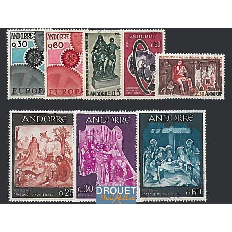 1967 Andorre Français Année Complète Timbres Neufs