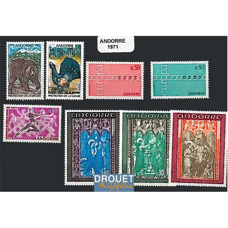 1971 Andorre Français Année Complète Timbres Neufs