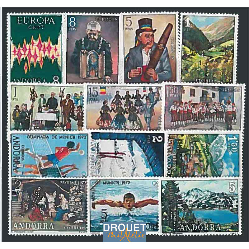 1972 Andorre Espagnol Année Complète Timbres Neufs