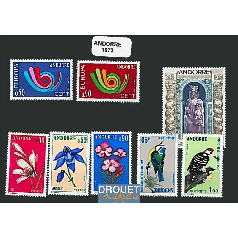 1973 Andorre Français Année Complète Timbres Neufs