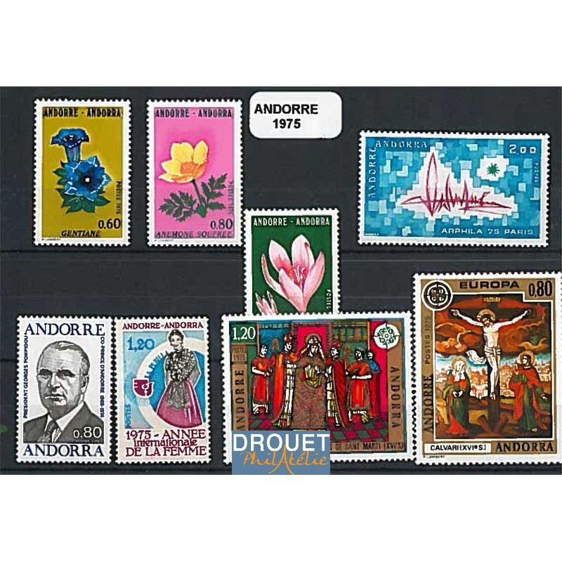 1975 Andorre Français Année Complète Timbres Neufs