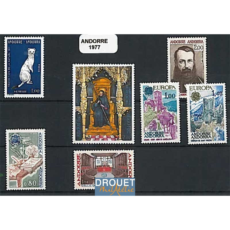 1977 Andorre Français Année Complète Timbres Neufs