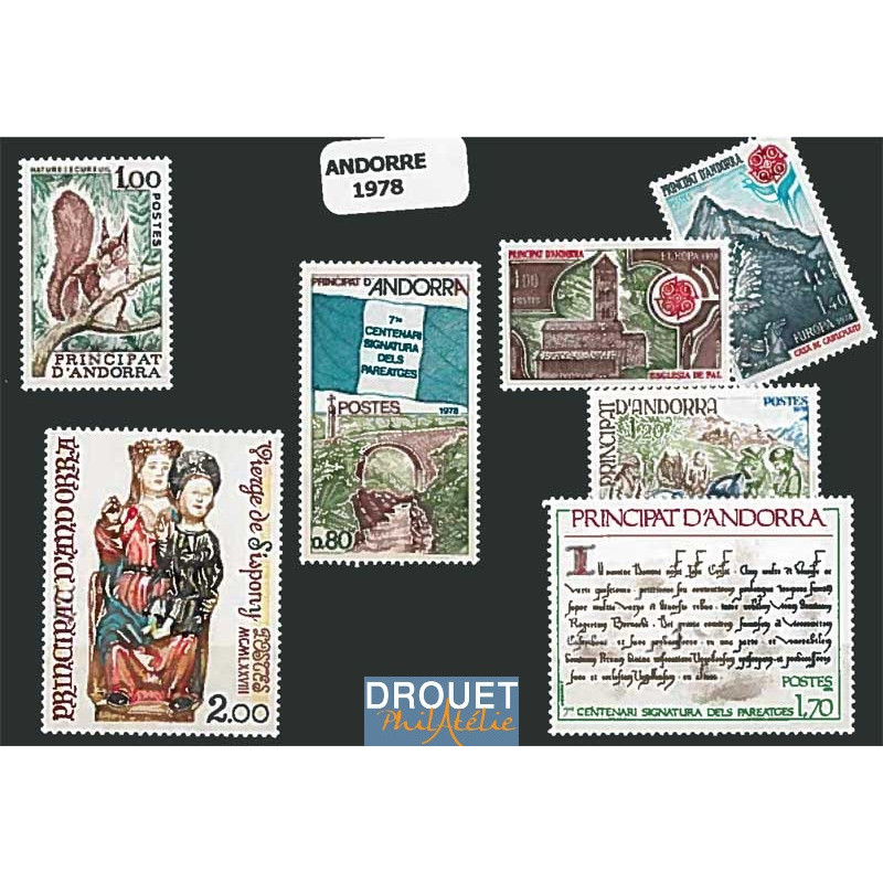 1978 Andorre Français Année Complète Timbres Neufs