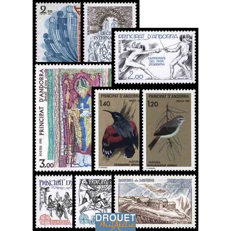 1981 Andorre Français Année Complète Timbres Neufs