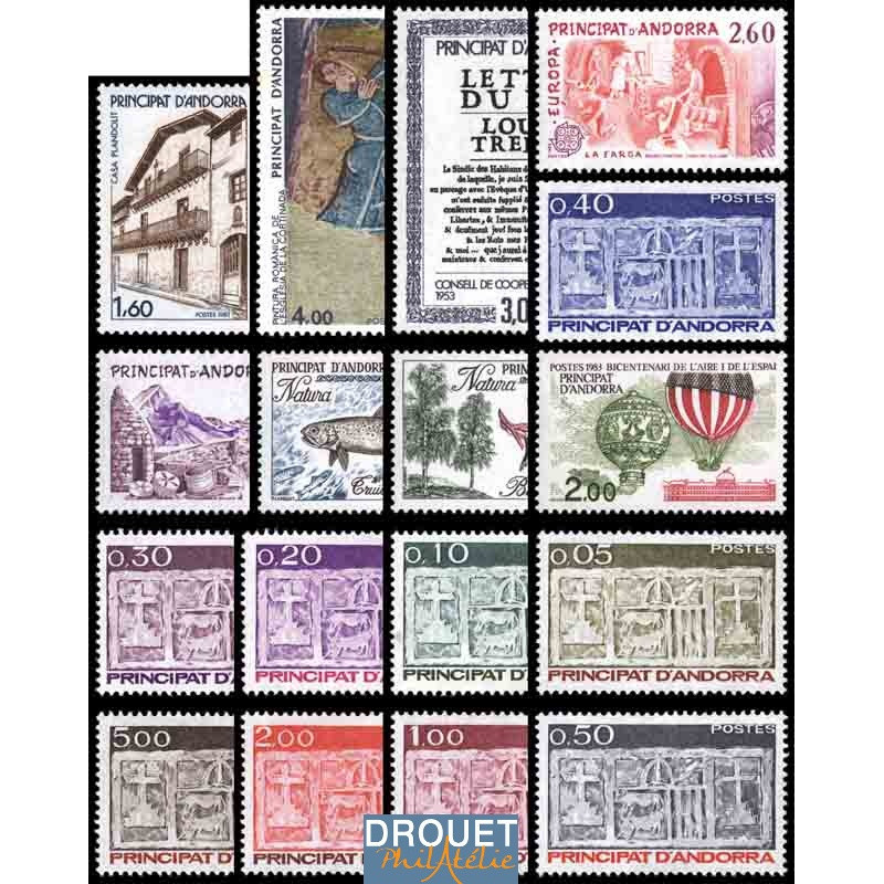 1983 Andorre Français Année Complète Timbres Neufs