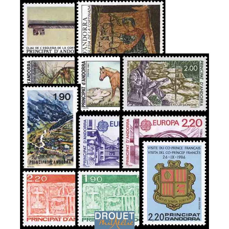 1987 Andorre Français Année Complète Timbres Neufs