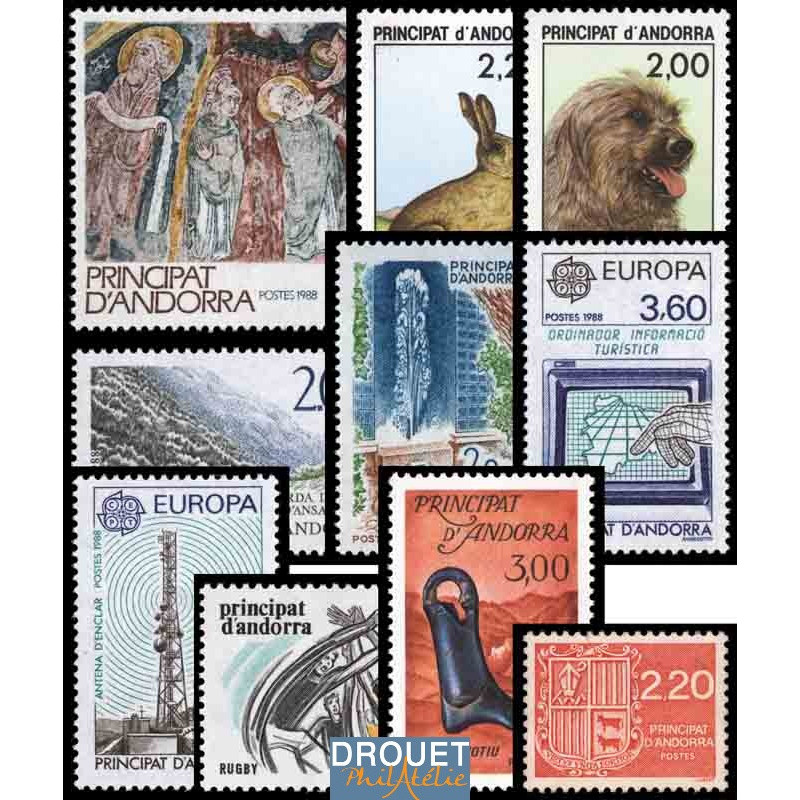 1988 Andorre Français Année Complète Timbres Neufs