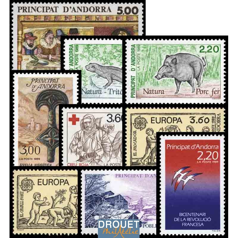 1989 Andorre Français Année Complète Timbres Neufs