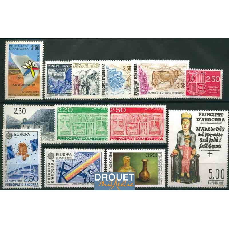 1991 Andorre Français Année Complète Timbres Neufs