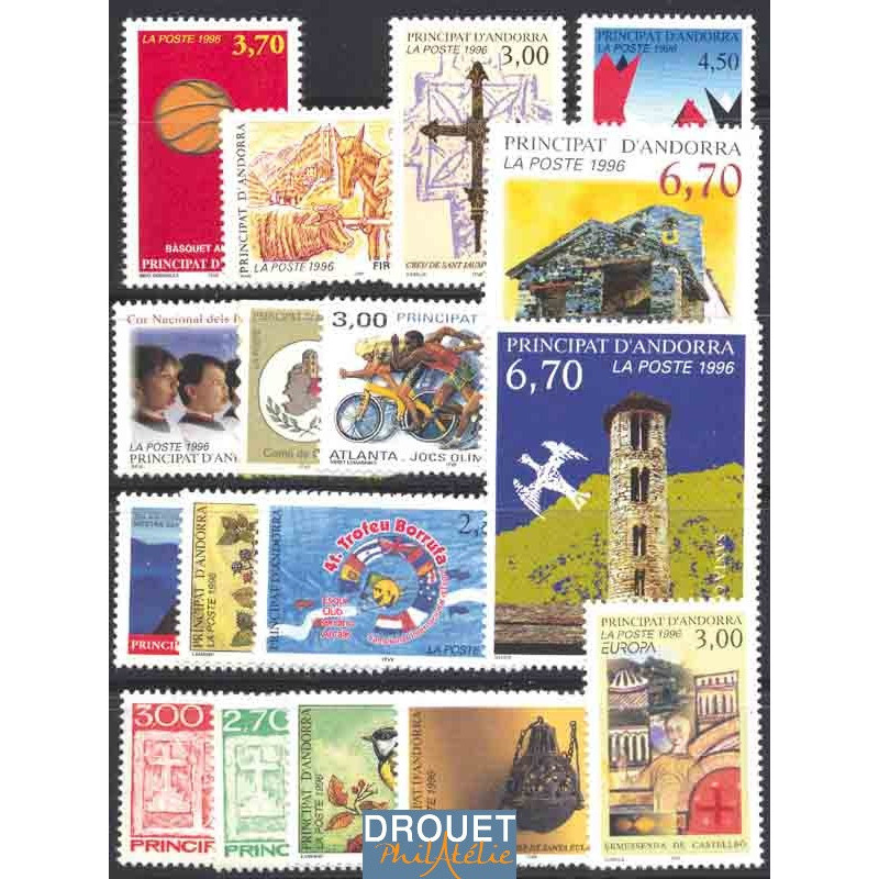 1996 Andorre Français Année Complète Timbres Neufs