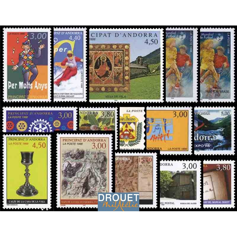 1998 Andorre Français Année Complète Timbres Neufs