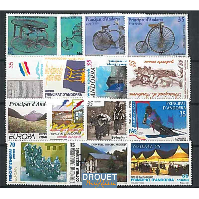 1998 à 1999 Andorre Espagnol Année Complète Timbres Neufs