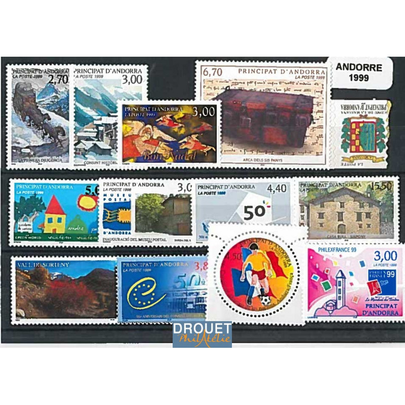 1999 Andorre Français Année Complète Timbres Neufs