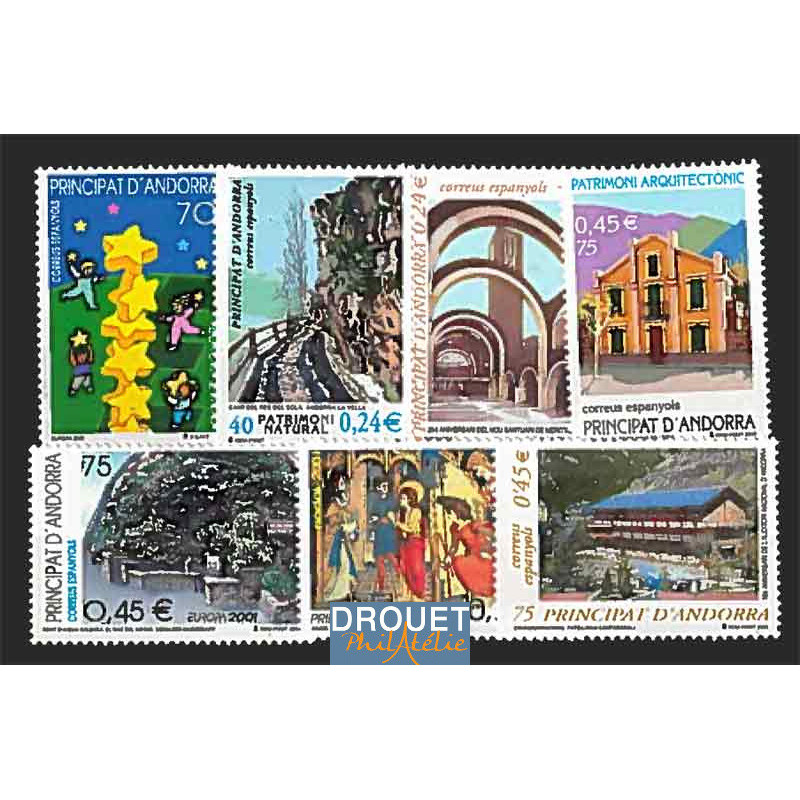 2001 Andorre Espagnol Année Complète Timbres Neufs