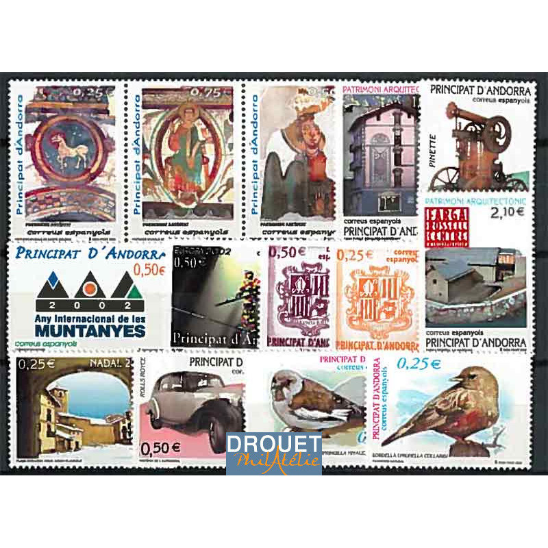 2002 Andorre Espagnol Année Complète Timbres Neufs