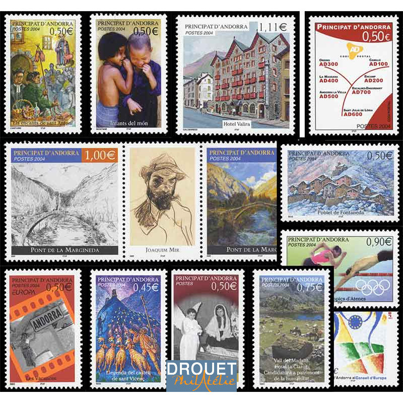 2004 Andorre Français Année Complète Timbres Neufs