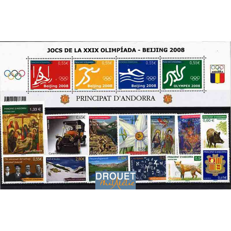 2008 Andorre Français Année Complète Timbres Neufs