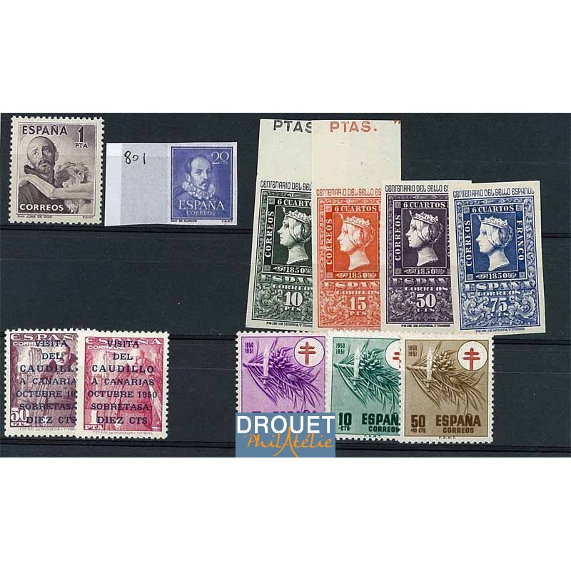 1950 Espagne Année Complète Timbres Neufs