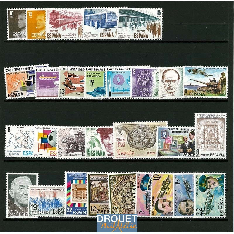 1980 Espagne Année Complète Timbres Neufs