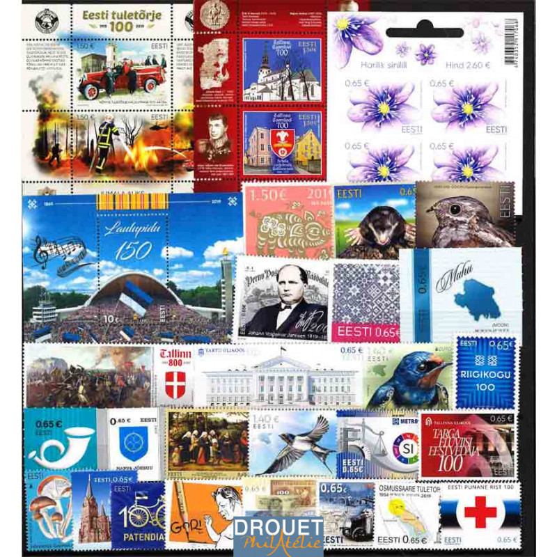 2019 Estonie Année Complète Timbres Neufs