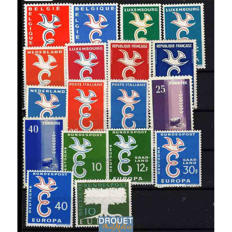 1958 Europa Année Complète Timbres Neufs